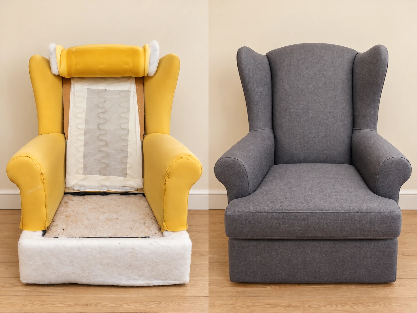 Wingback chair after reupholstery
